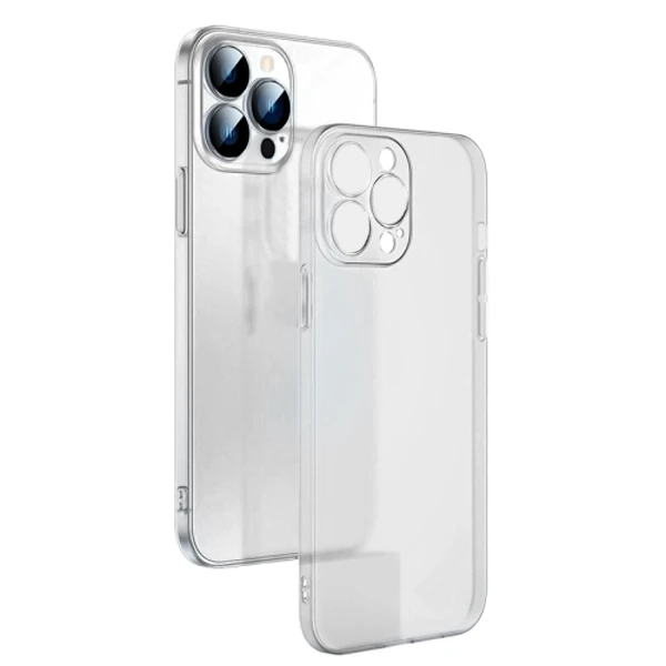 Ally iPhone 13 Pro 6.1inch Frosted Glass Şeffaf Kamera Korumalı Kılıf