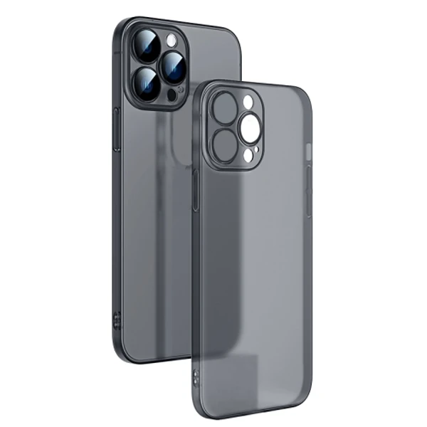 Ally iPhone 13 Pro 6.1inch Frosted Glass Şeffaf Kamera Korumalı Kılıf
