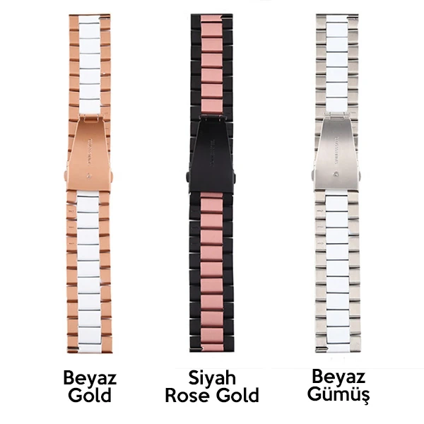 22MM Gear S3 Watch 4 -GT2 GT2E 46MM KayışKordon Seramik Paslanmaz Çelik