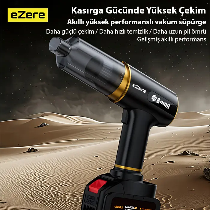 EZERE ST-6609C 20000pa Güçlü Dijital Göstergeli Vakumlu Kablosuz Üflemeli Araç Süpürgesi