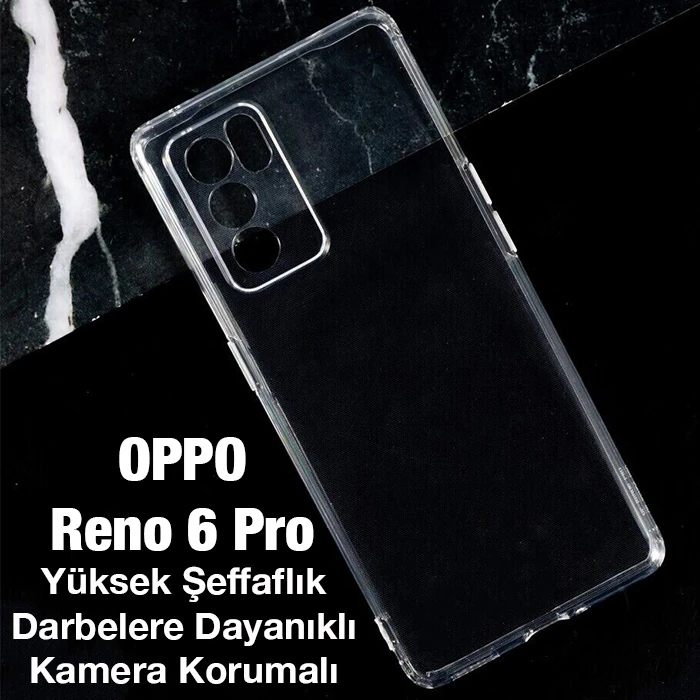 OPPO Reno 6 Pro Kılıf Kamera Korumalı Ultra İnce Şeffaf Silikon Kılıf