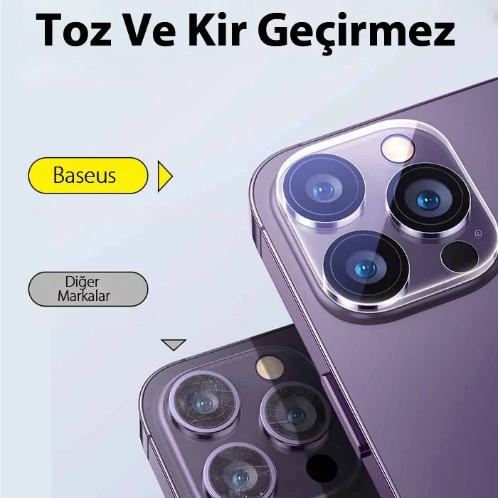Baseus iPhone 15/15 Plus için Crystal Serisi HD Cam Kamera Koruyucu 2 Adet Set