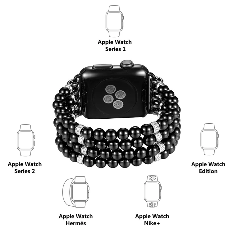 Ally Apple Watch 7-8 45mm 6-5-4 44mm Full Boncuk Taşlı Kordon Kayış 3-2-1 42mm