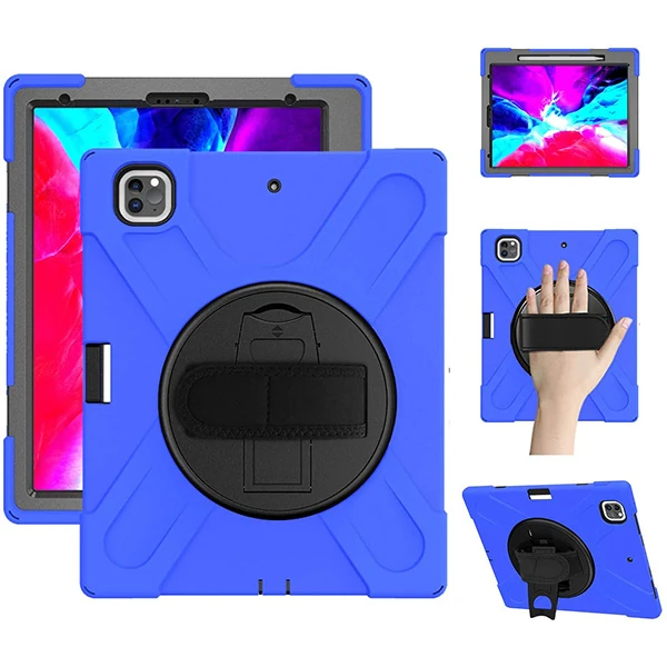 İPad Pro 12.9-inch (2021)-(2020) Kılıf Kalem Yerli 3 Katmanlı Standlı Zırh Kılıf-Shockproof