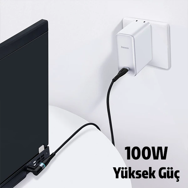 Baseus Zinc Manyetik Type-C to DC Round (79x55mm) Lenovo Laptop Şarj Kablosu 100W 2m