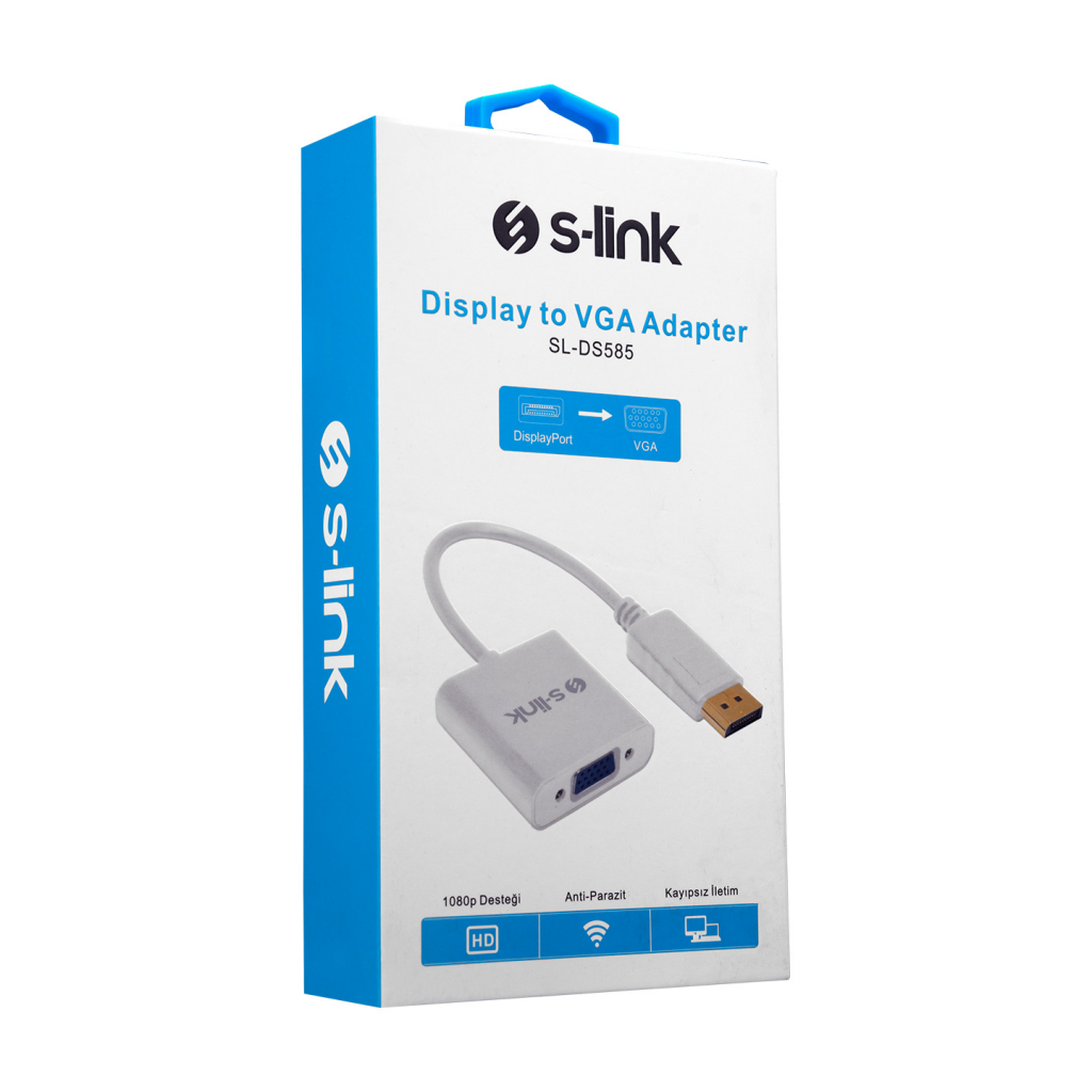 S-LINK SL-DS585 Display Port (DP) To VGA Çevirici Adaptör (10cm)(1923)