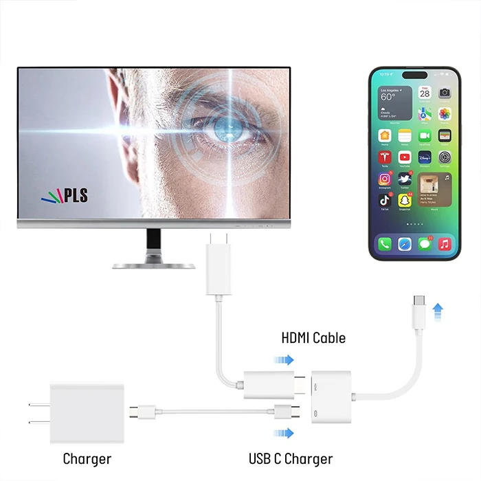 ALLY İPhone 15 Type-c to Type-c + HDMI Çevirici Kablo Dijital AV Adaptörü