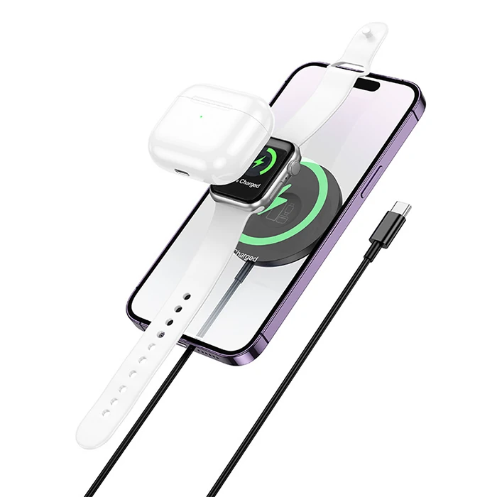 HOCO CW50 15W AirPods + Apple Watch+iPhone 3in1 Kablosuz Manyetik Hızlı Şarj Aleti