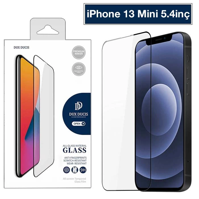 Dux Ducis iPhone 13 Mini 5.4inç Tempered Cam Ekran Koruyucu 10D Full Kaplama
