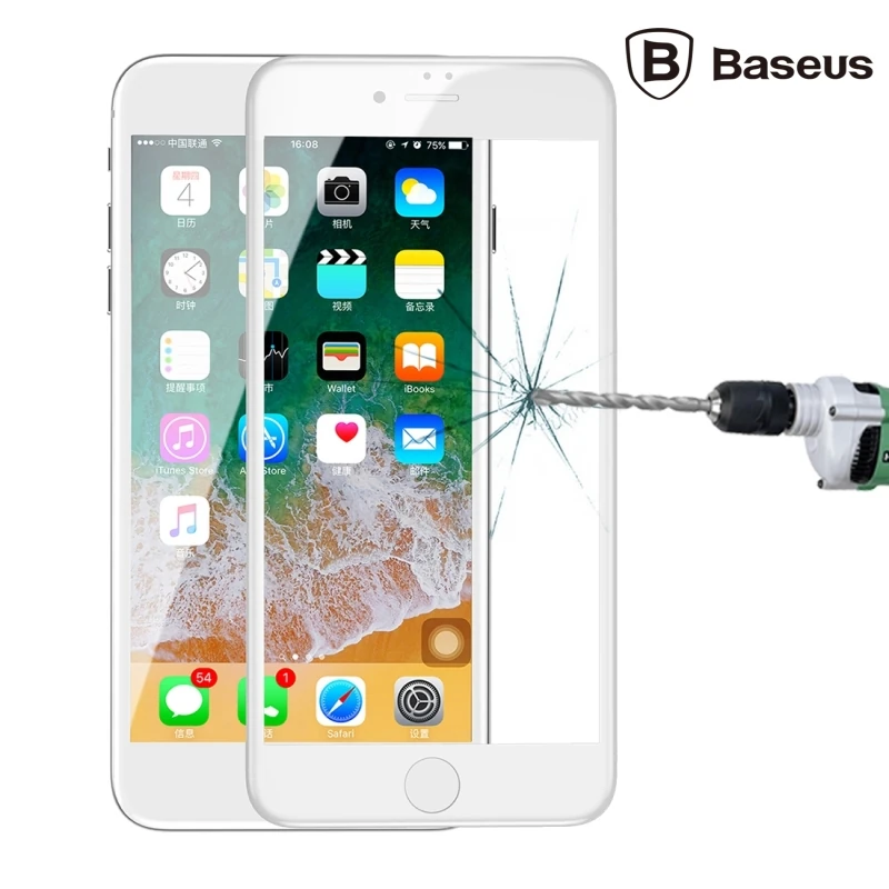 Baseus İPhone 78 Plus 4D Cam Ekran Koruyucu Kavisli Full Kaplama Kırılmaz Cam