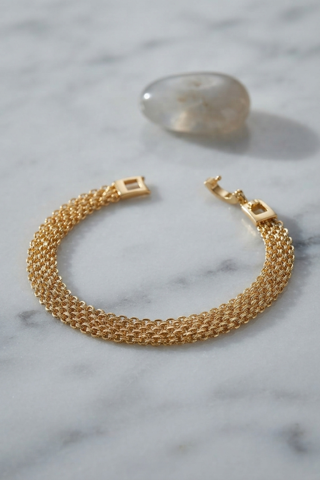 Hasır Zincir Model Pirinç Gold Renk Kadın Bileklik 5886