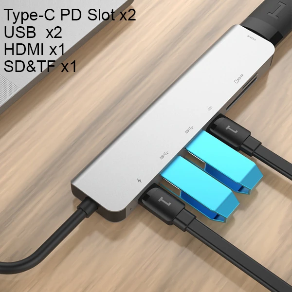 Ally Usb (Type-C to 7in1 Hdtv 2XUSB+PD) SD&TF Okuyucu Hub Adaptör Çoklayıcı