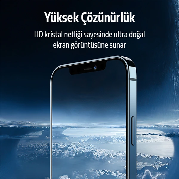 İPhone 12 Mini 2İN1 Full Glue Tempered Cam Ekran Koruyucu +Kamera Lens Set