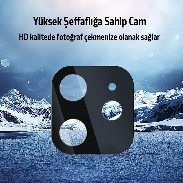 İPhone 12 Mini 2İN1 Full Glue Tempered Cam Ekran Koruyucu +Kamera Lens Set
