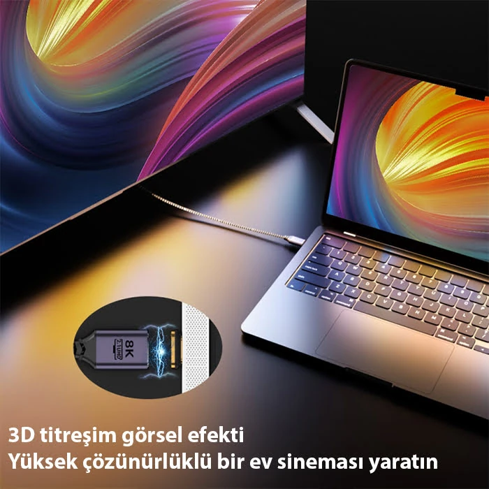 ALLY HDMI to HDMI 8K HD 2.1UHD Mıknatıs Başlıklı Kablo 1 Metre