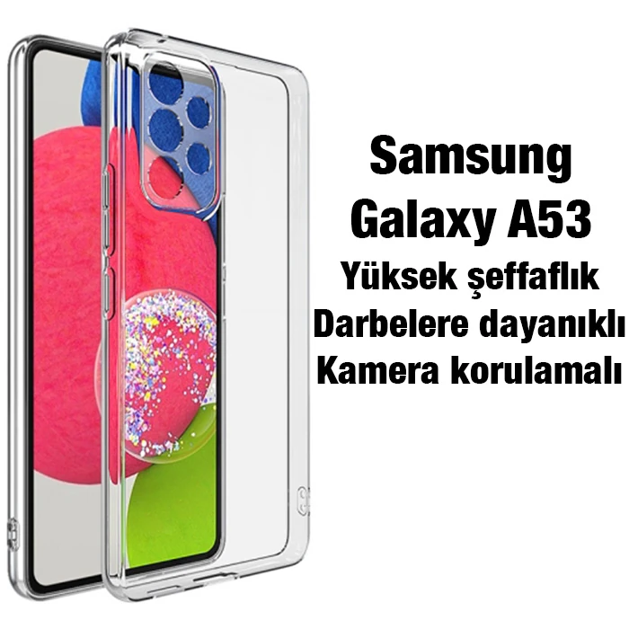 Ally SM Galaxy A53 5G Kılıf Kamera Korumalı Ultra İnce Şeffaf Silikon Kılıf