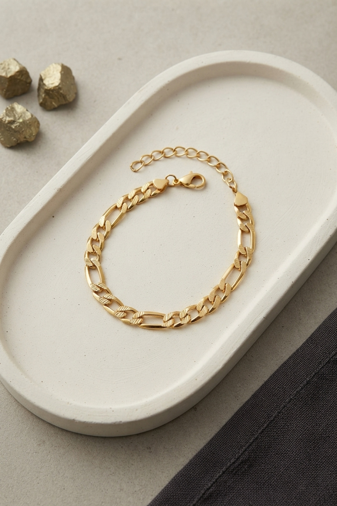 316L Çelik Gold Renk Figaro Zincir Model Erkek Bileklik 5886
