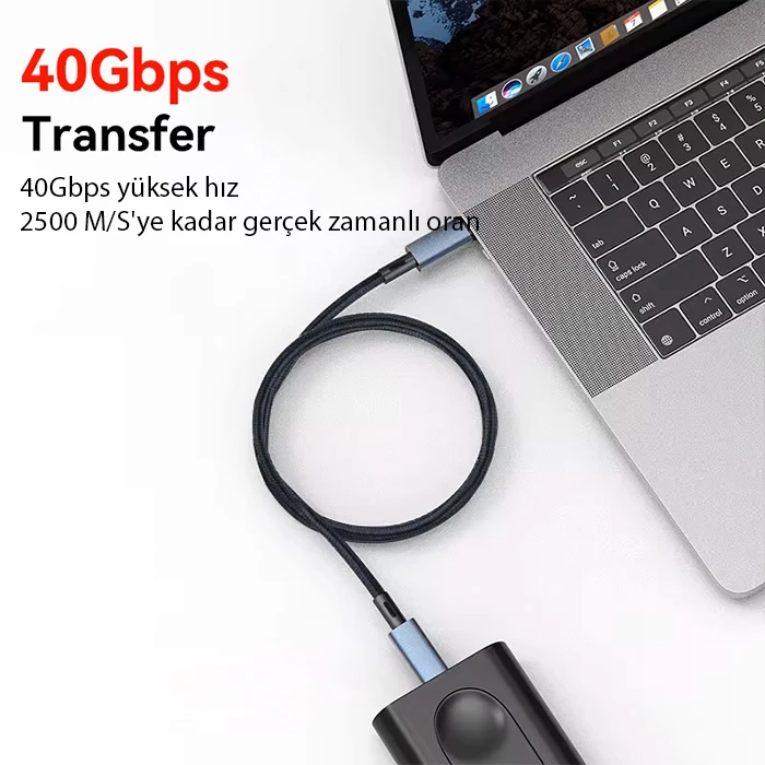ALLY 40Gbps 240W Type-C 8K Görüntü ve Hızlı Data Şarj Kablosu