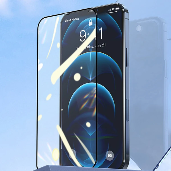 Baseus İPhone 12/12 Pro 6.1 Ekran Koruyucu 0.3MM Full Anti Blue Light Tempered Cam Ekran Koruyucu 2A