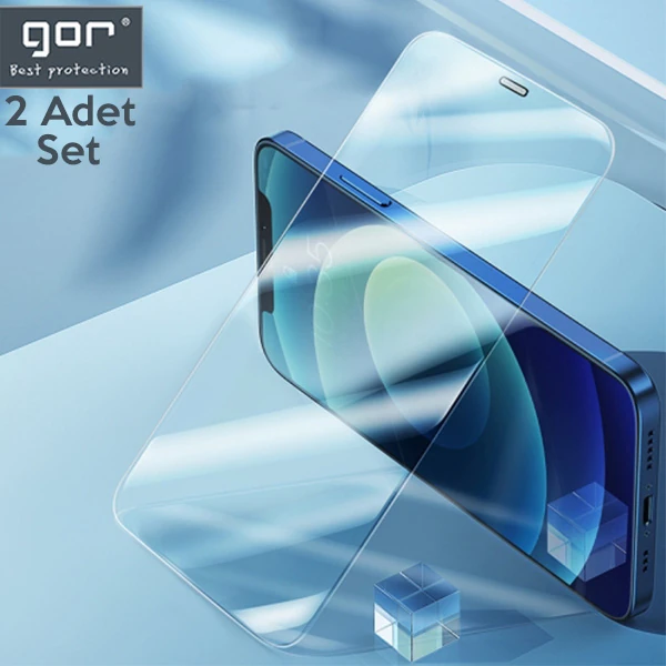 GOR İPhone 12 Pro Max 6.7 Best Full Tempered Cam Ekran Koruyucu 2Adet+Takma Aparatı