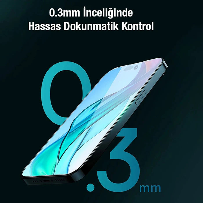 Baseus Crystal Serisi iPhone 15 Plus Full Koruma Tempered Cam Ekran Koruyucu