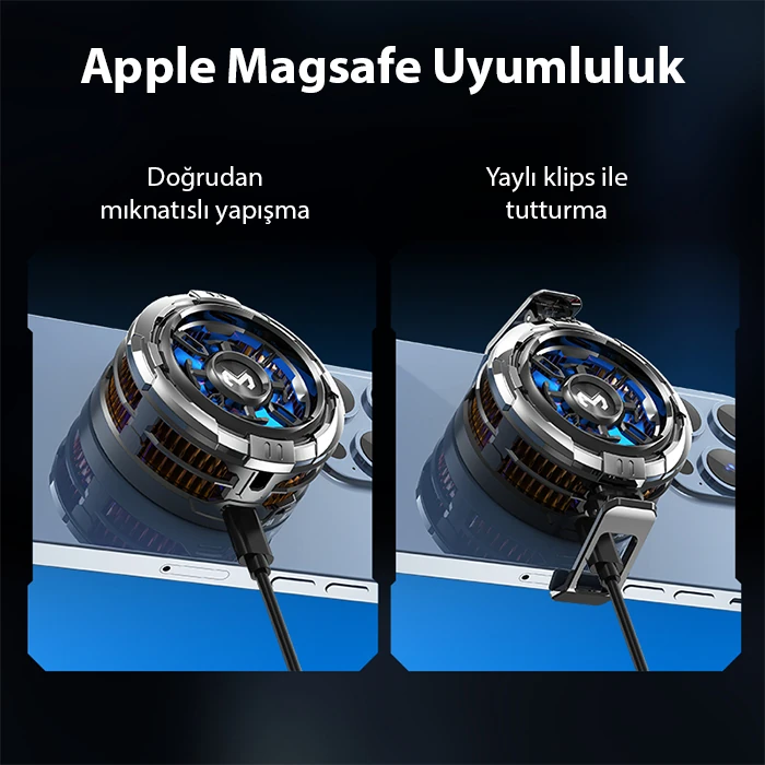 MEMO CX08 iOS Android Soğutucu 15W Manyetik + Arka Klips 2'si 1 Arada Yarı İletken Soğutma Fanı Radyatörü