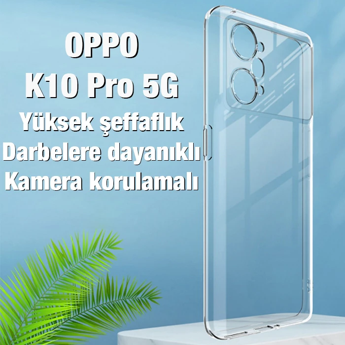 Ally OPPO K10 Pro 5G Kılıf Kamera Korumalı Ultra İnce Şeffaf Silikon Kılıf