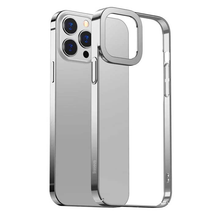 Baseus Glitter iPhone 13 Pro Max 6.7inç Kılıf Renkli Kenar Şeffaf Silikon