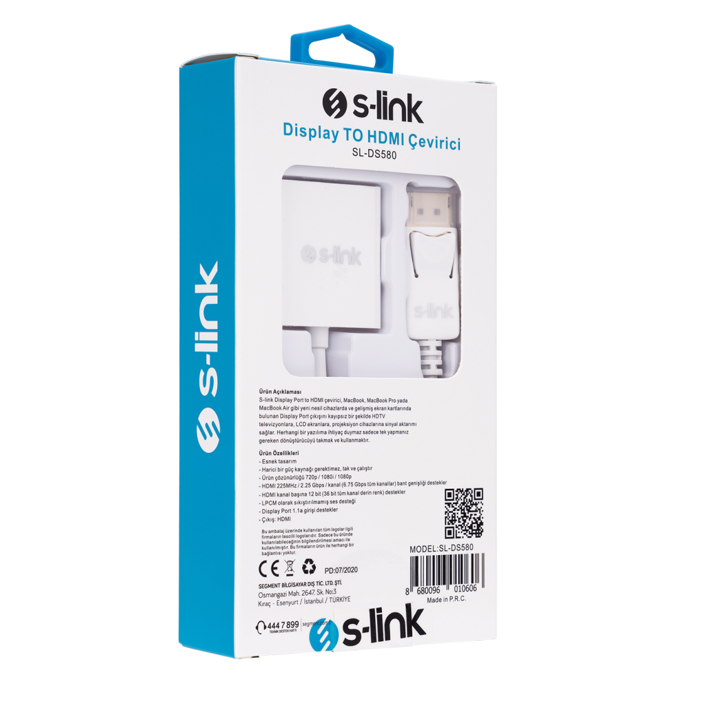 S-LINK SL-DS580 Display Port (DP) To HDMI Çevirici Adaptör (10cm)(1923)