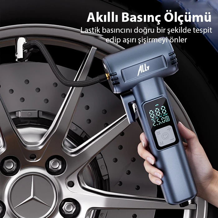 Ally ST-5530 Dijital Şarjlı Araç Lastik Hava Şişirme Pompası Powerbank Pencere kırıcı