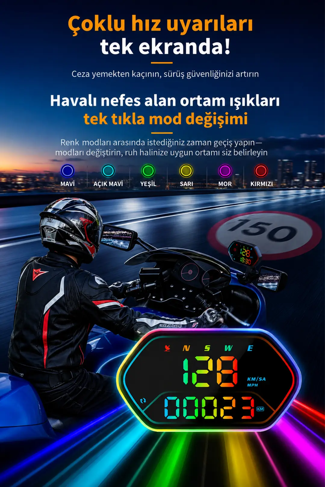 Ally HUD G25 OBD2 + GPS Head Up Display HUD Dijital Hız Göstergesi - Motosiklet ile Uyumlu