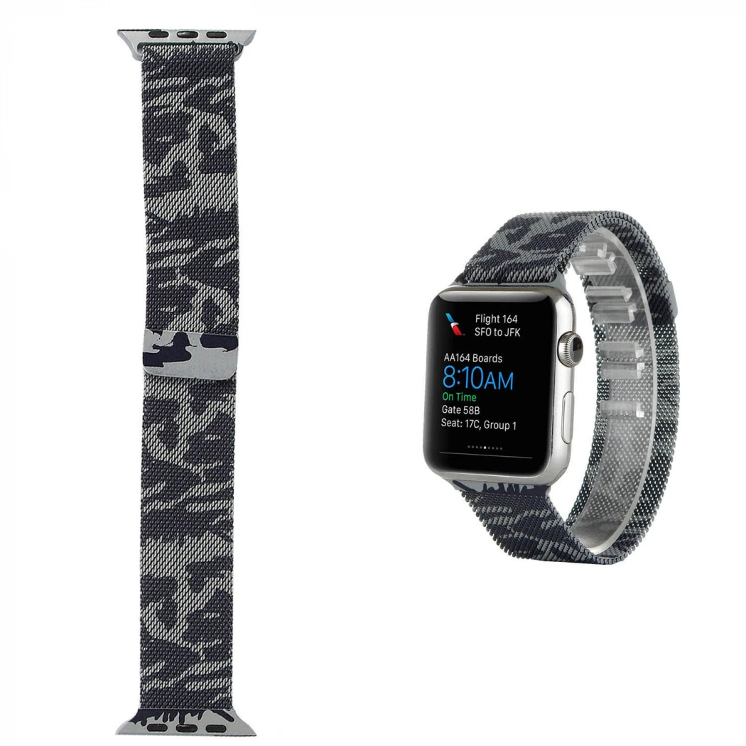 Ally Apple Watch 7-8 45mm 6-5-4 44mm Kayış Kordon Metal Milano Loop Kamuflaj 3-2-1 42mm