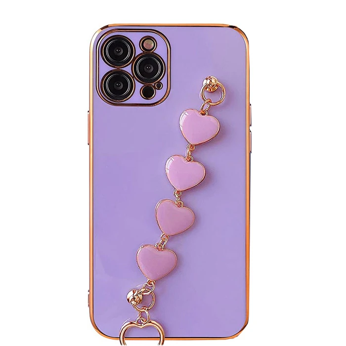 Ally iPhone 11 Pro Max 6.5inç Kılıf Kalp Bileklik Tutuculu Lüx Silikon Askılı Kılıf