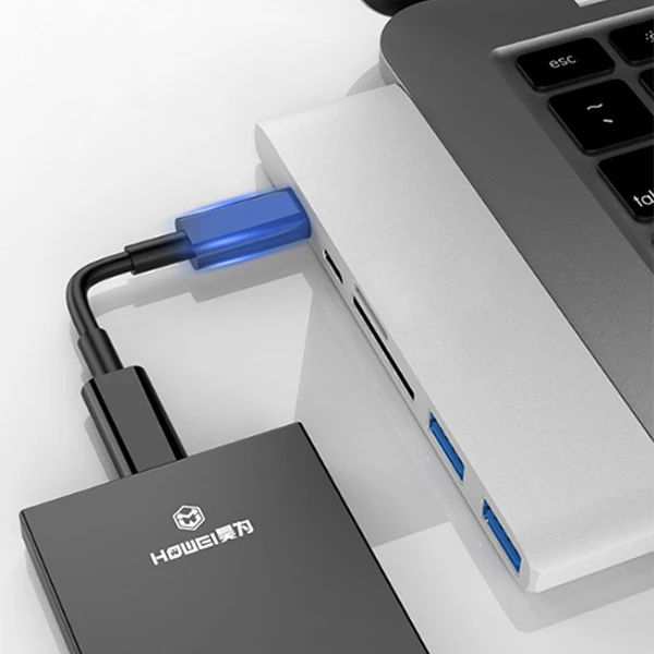 Ally 6 İn1 Usb-C Hub Daul USB 3.0 Type-C Şarj Kart Reader Çoğaltıcı Hub