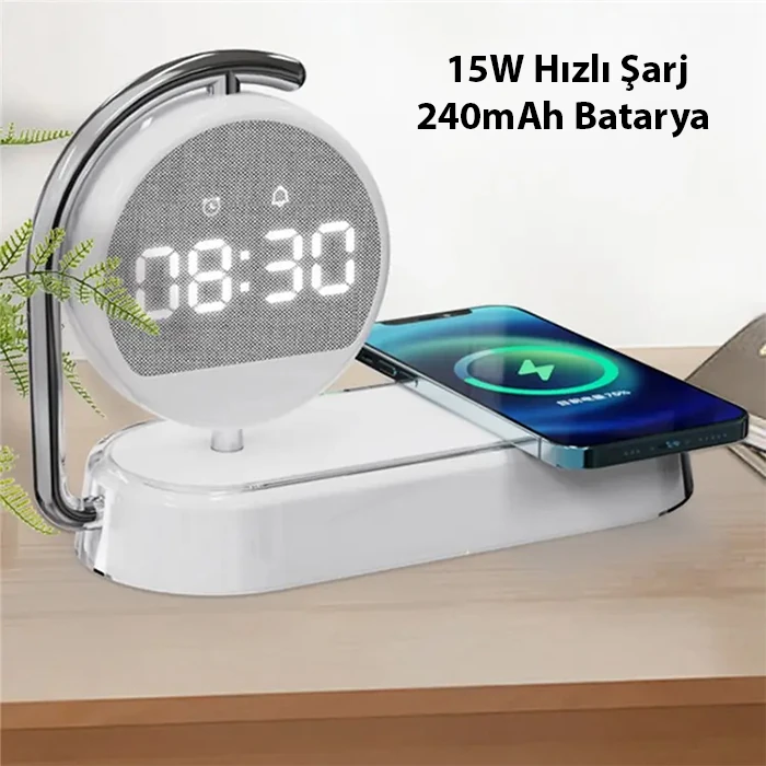 ALLY K01T 15W Led Işıklı Kablosuz Şarj Cihazı Çalar Saat