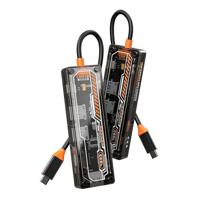ALLY 6in1 Type-c To USB3.0 + USB2.0 + Type-c PD 100W + SD + TF + HDMI Çoğaltıcı Transparan Hub