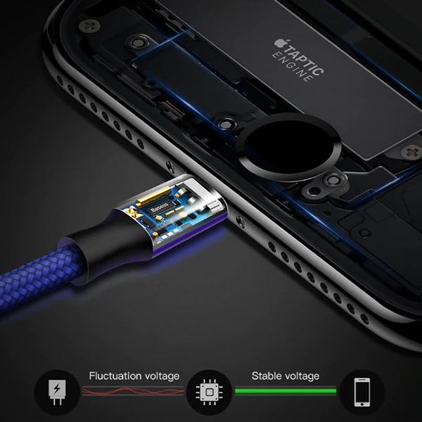Baseus Rapid Series 2in1 İphone+ Micro Usb 3.0A Usb Kablo Şarj 120cm