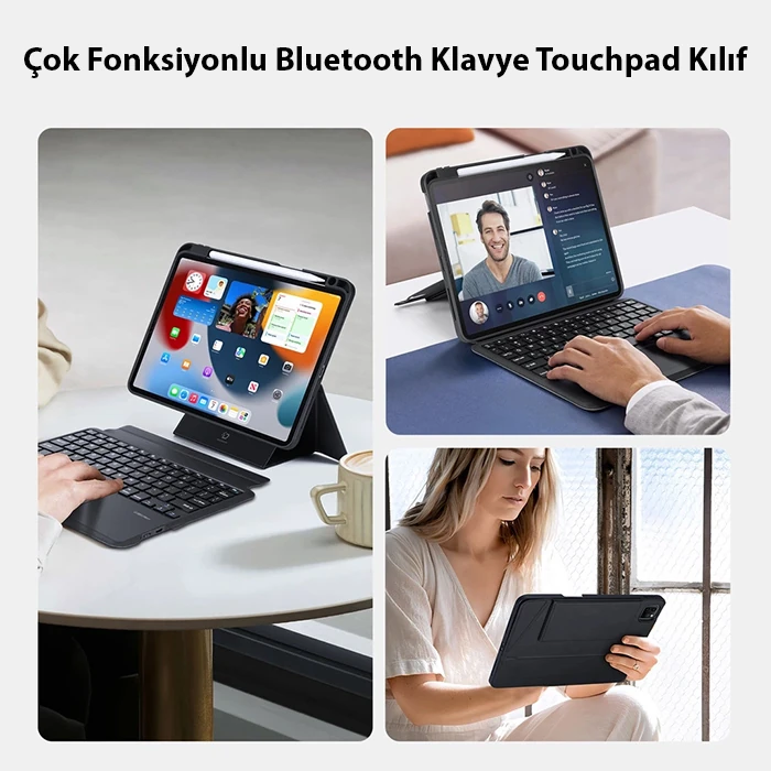 Dux Ducis iPad Pro 12.9 DK Series Kablosuz Bluetooth Klavye Touchpad Kılıf