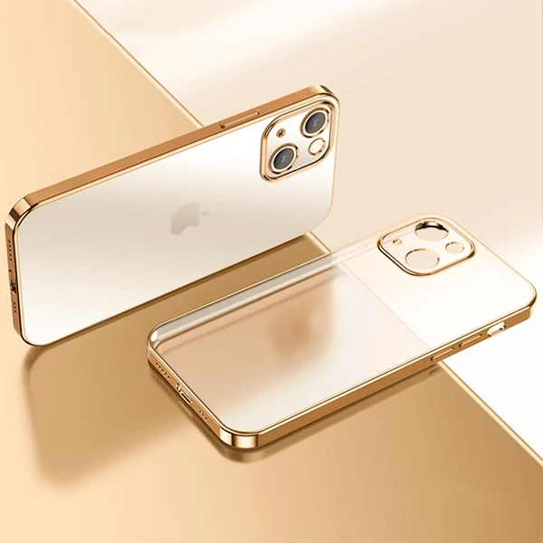 iPhone 13 6.1inç Renkli Kenar Şeffaf Kılıf Kamera Korumalı Silikon Kılıf