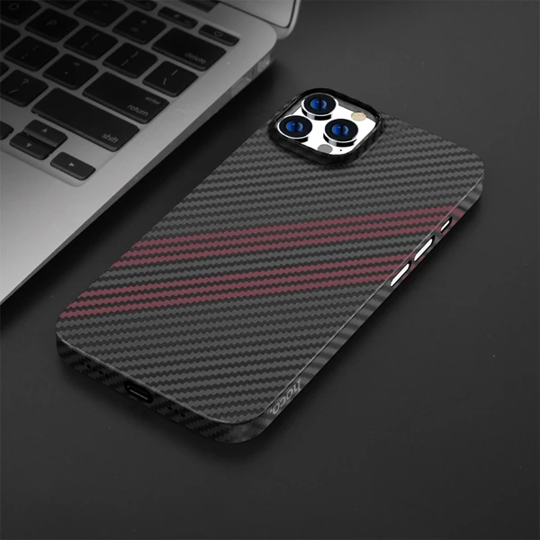 Hoco iPhone 14 Pro 6.1 Kılıf Kevlar Texture Darbe Emici Telefon Kılıfı