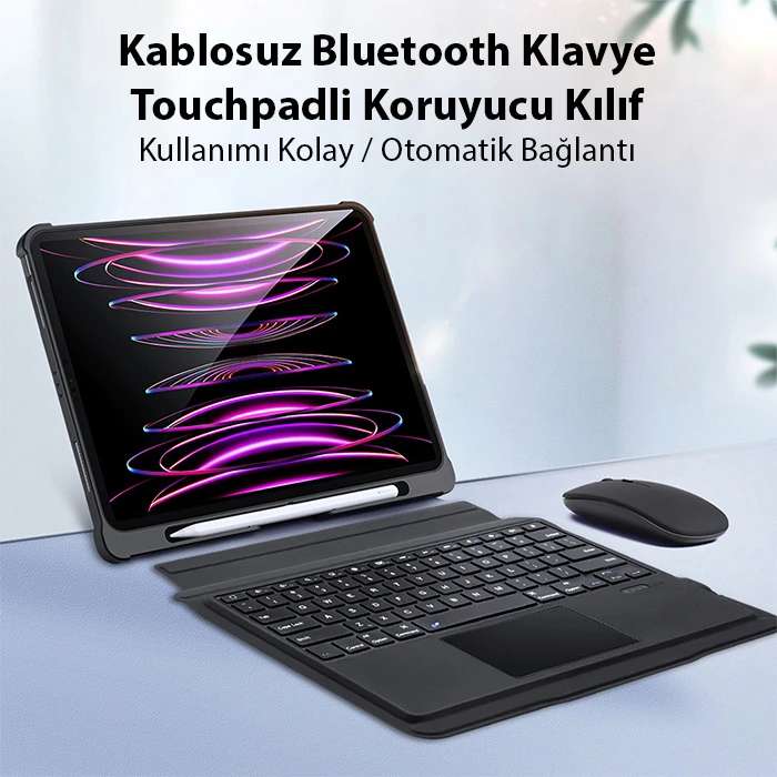 Dux Ducis iPad Pro 12.9 2022/2021/2020 SK Series Kablosuz Bluetooth Klavye Touchpad Kılıf