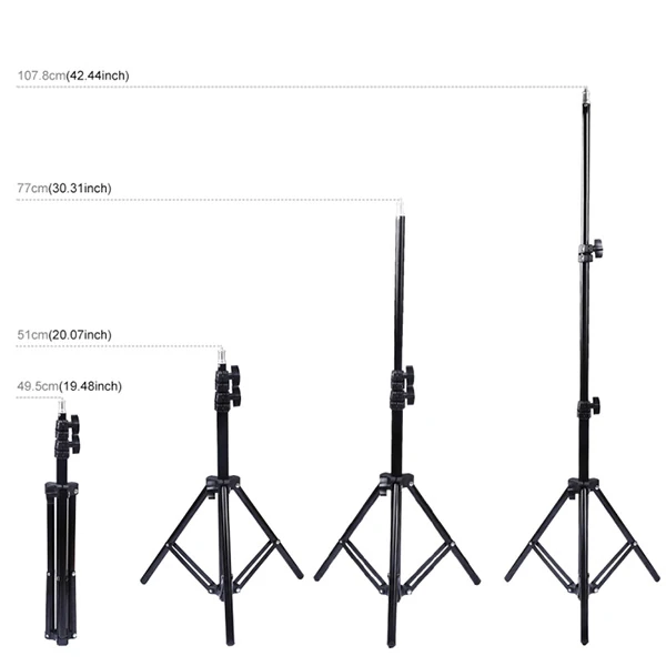 PULUZ 1.1M Çift Telefon tutucu 6.2CM Led Işık Stand YoutuberCanlı Yayın Selfie TikTok Makeup