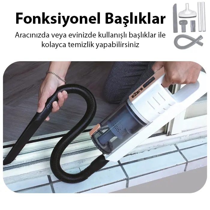 Ezere 15000pa LED Işıklı Kuru Islak Kullanım Kablosuz Güçlü El Araç-Ev Süpürgesi