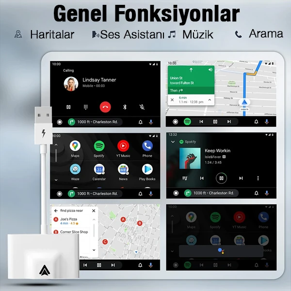 Ally Usb+Type-C Android Kablosuz Carplay Adaptör Çevirici - Youtube Netflix Tiktok Video Yansıtıcı