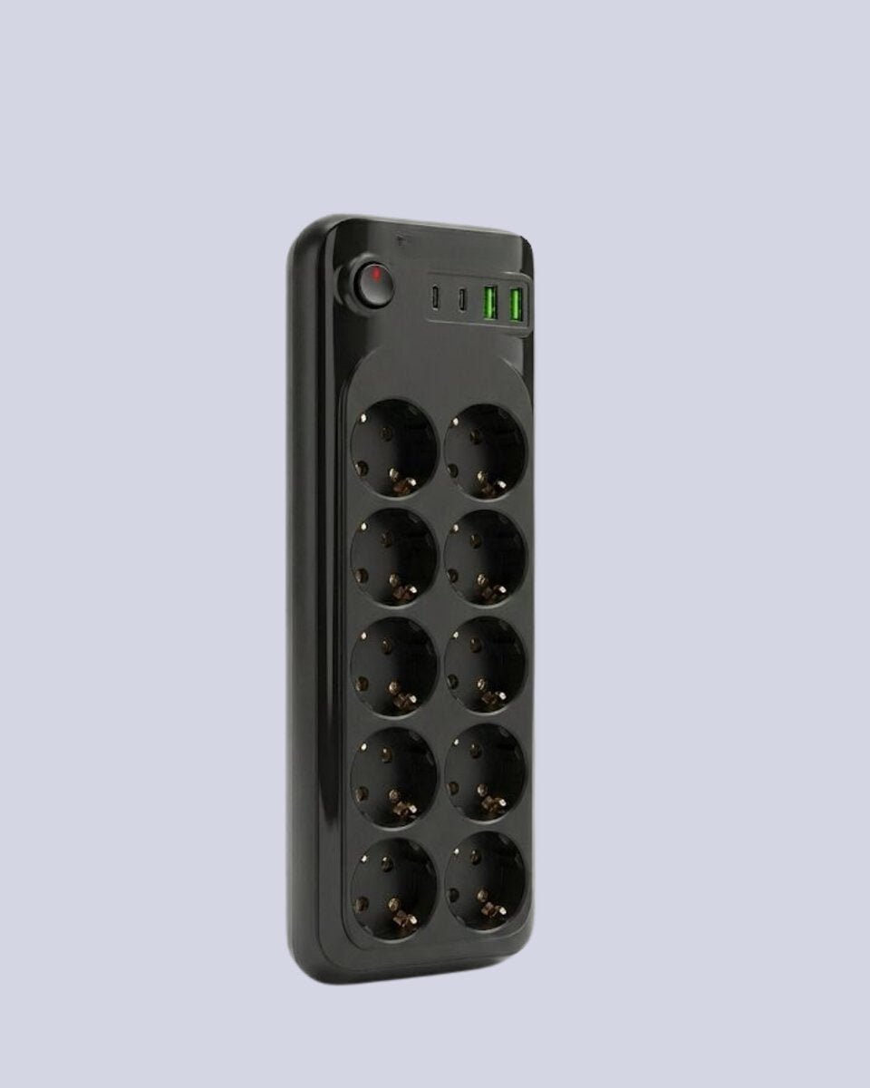 USB Type-C Destekli 10’lu Grup Priz Termal Korumalı 2m Kablo 2500W