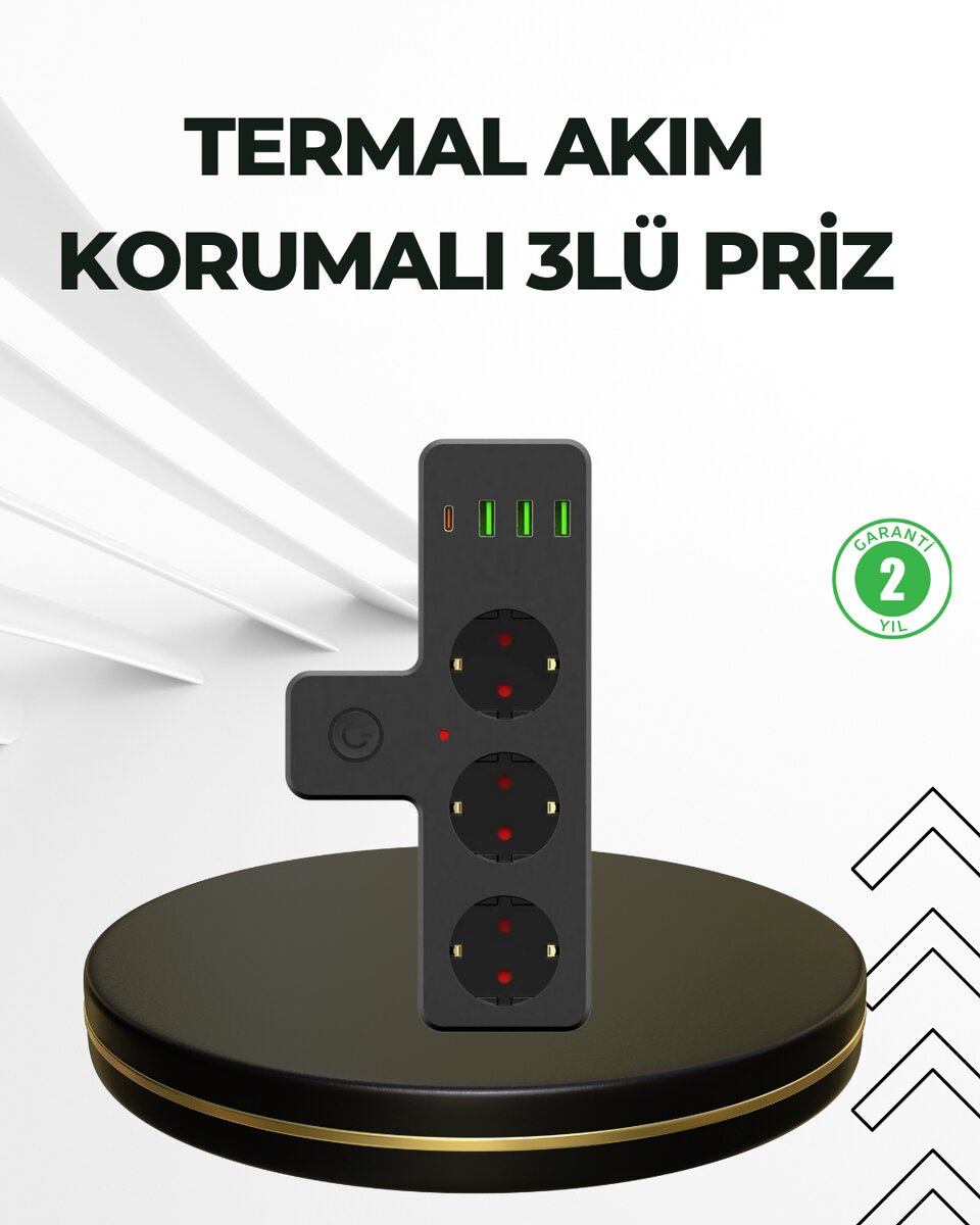 Masa Üstü Çoklu Priz USB ve Type-C Çıkışlı Güç Dağıtıcı