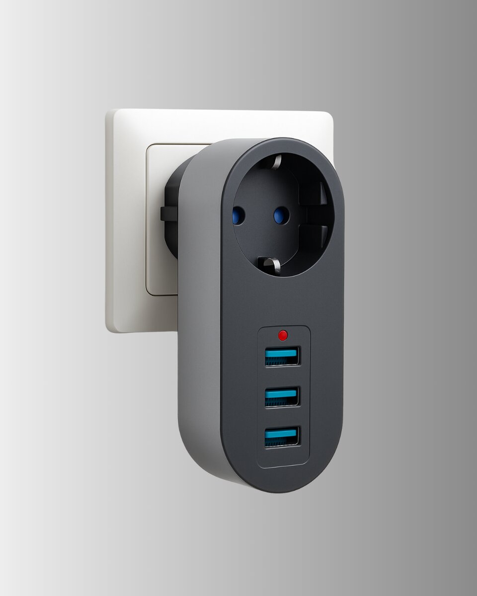 Isıya Dayanıklı 3 USB Portlu Güvenlikli Priz – Akıllı Enerji Yönetimi