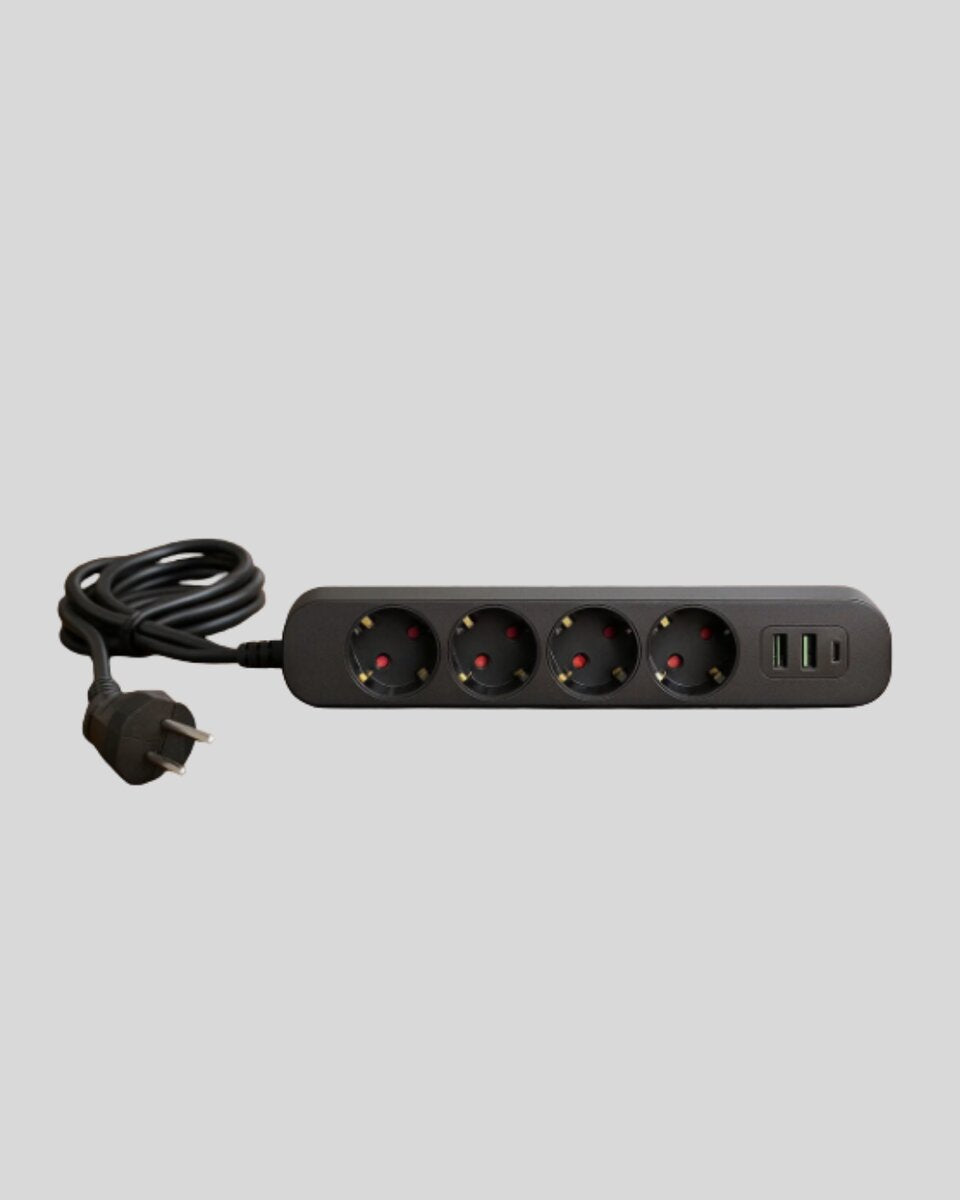 4 Priz 2 USB 1 Type-C Akım Korumalı Çoklu Priz Led Anahtarlı