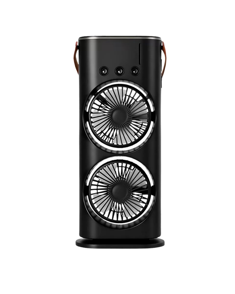 Çift Başlıklı Taşınabilir Fan RGB Işıklı Sprey Nemlendiricili Masaüstü Serinletici Fan