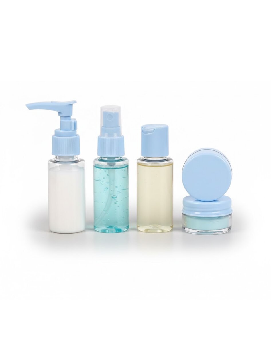 5’li Seyahat Dolum Şişe Seti 30 ml Şeffaf Taşıma Çantalı